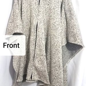 Hooded Knit Fleece Poncho